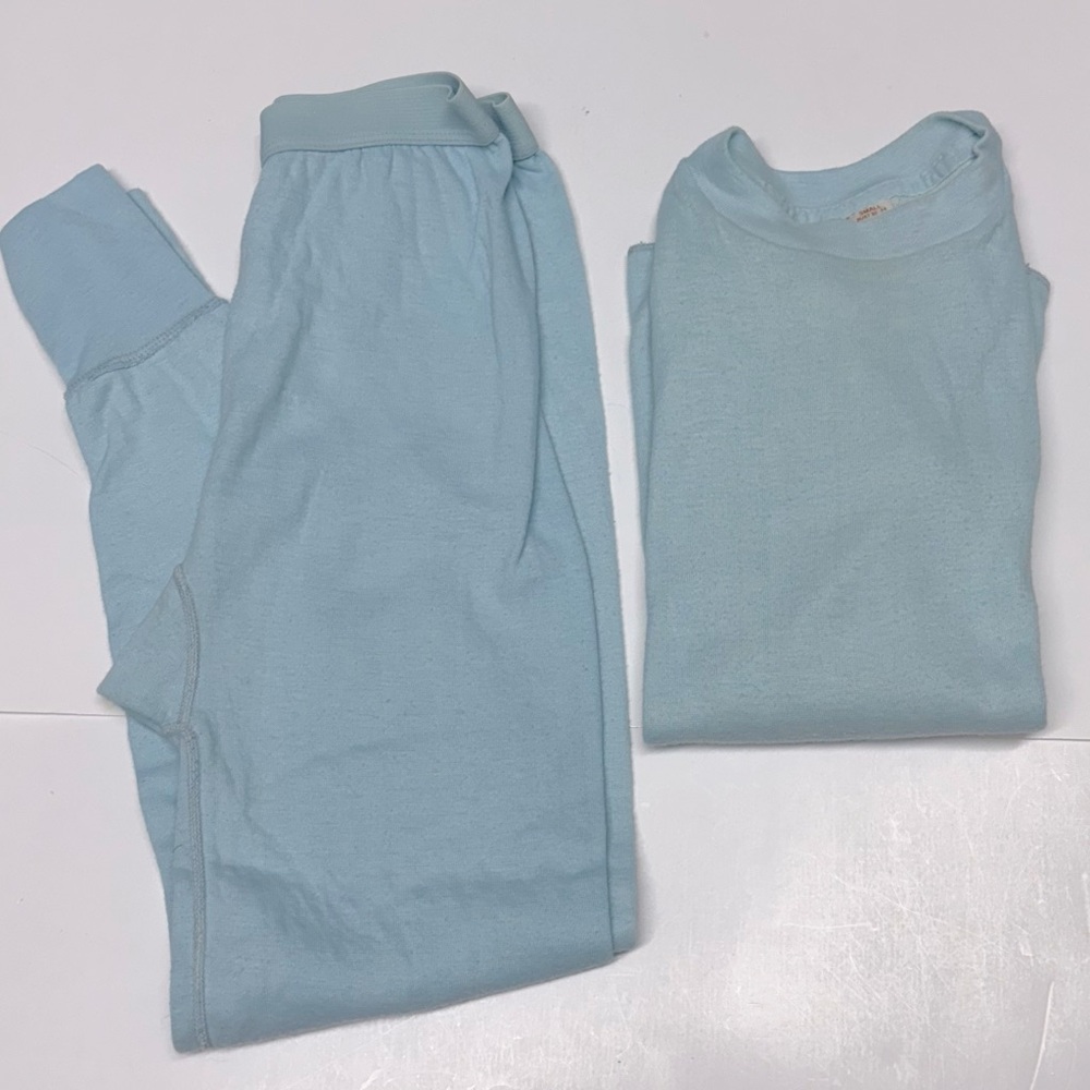 Vintage Sears Winterskins Long Underwear Top & Bottoms Light Blue Sz S
